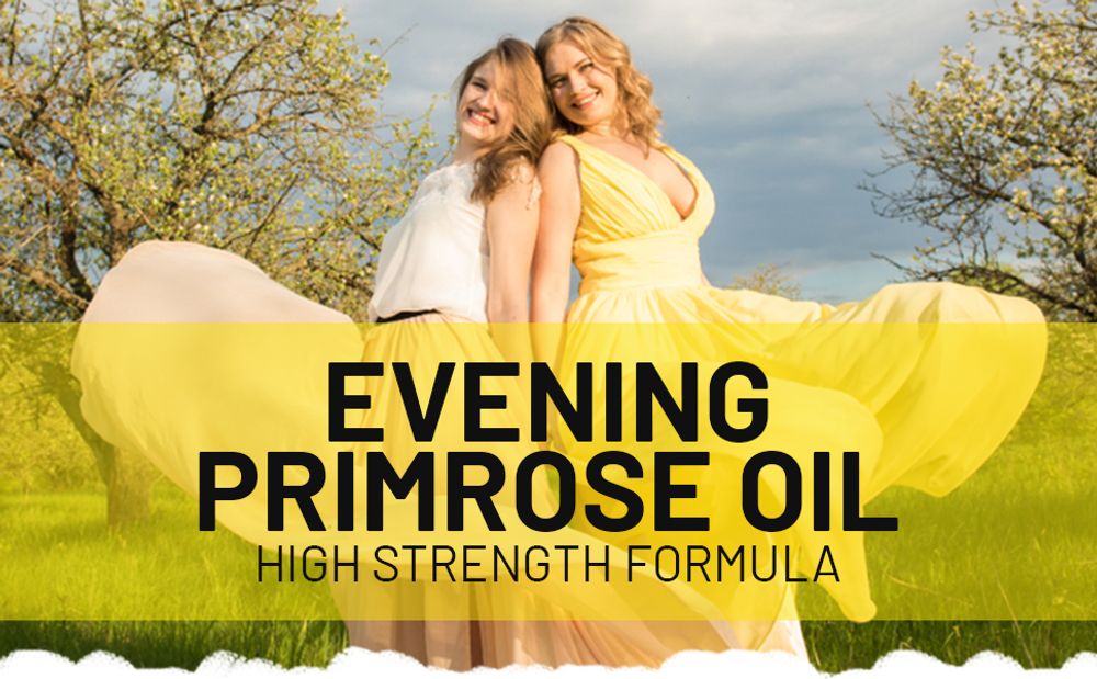 Evening Primrose Oil 1000mg | 90 Softgel Capsules | Pure Cold Pressed I 90mg GLA per Capsule I Halal Friendly