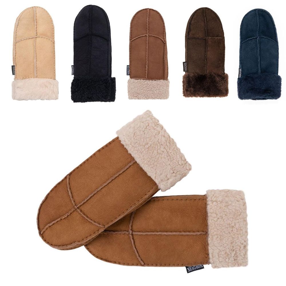 Nordvek Sheepskin Mittens for Women - Cozy Fur Cuff & Luxurious Warmth