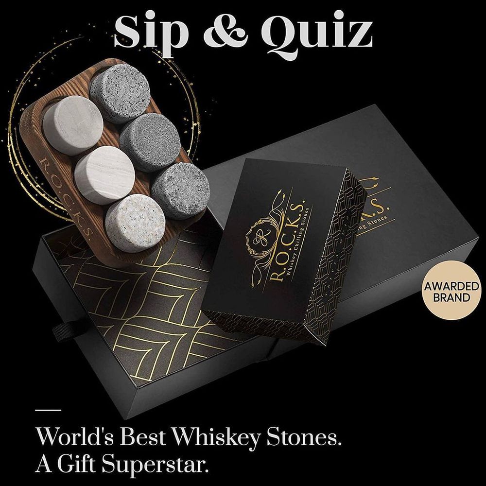 Whiskey Wisdom: The Ultimate Trivia Quiz & Whiskey Rocks Gift Set