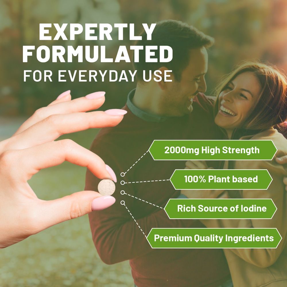 Sea Kelp 2000mg 200 Vegan Tablets | Natural Source of Iodine | Premium Ingredients | Proudly made in the UK by Prowise