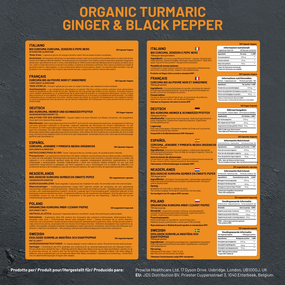 Organic Turmeric Curcumin 720mg - 120 Capsules | Organic Turmeric and Black Pepper Capsules