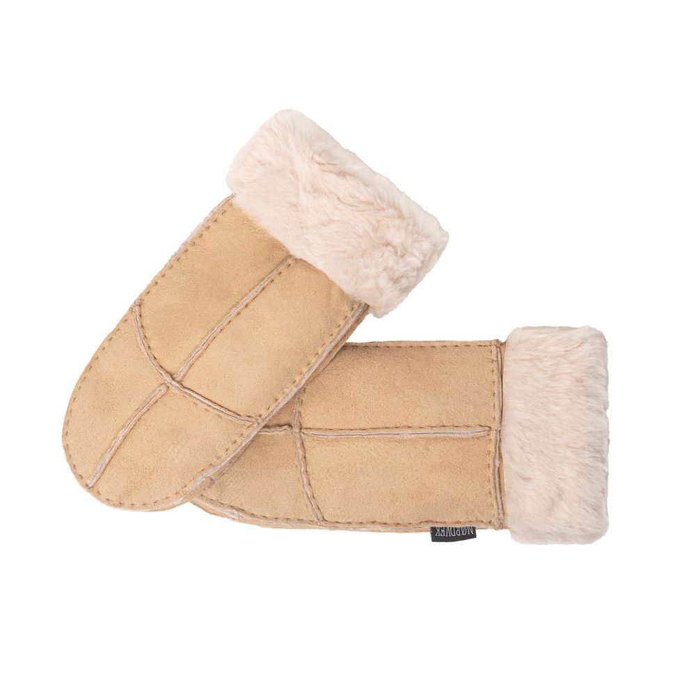 Nordvek Sheepskin Mittens for Women - Cozy Fur Cuff & Luxurious Warmth