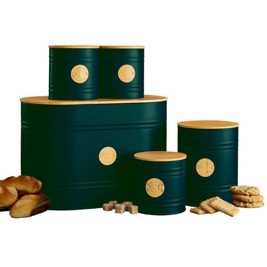 Neo Emerald Green Scandi 5 Piece Kitchen Canister Set