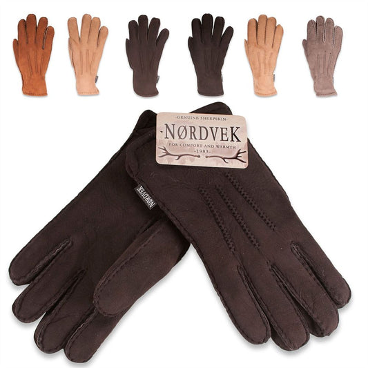 Nordvek Men's Premium Sheepskin Gloves - Classic 3 Point Design