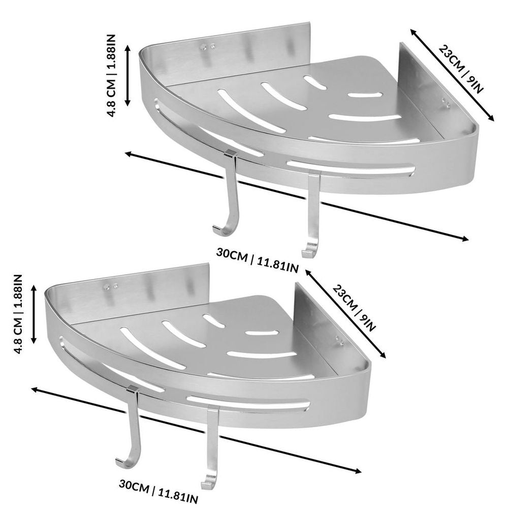 Adhesive Corner Shower Caddy 2 Tier | M&W