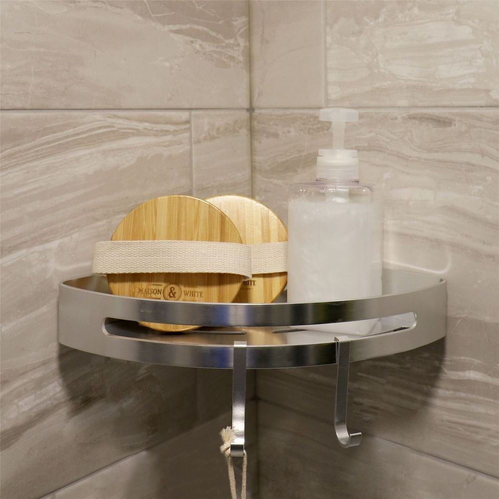 Adhesive Corner Shower Caddy 1 Tier | M&W