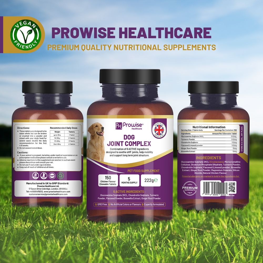 Dog Joint Support 150 Chicken Chewable Tablets 5 Months Supply | UK Made by Prowise