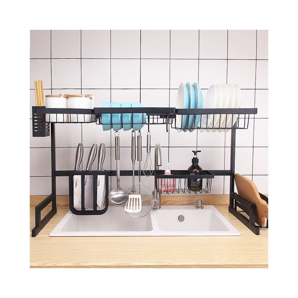 Over Sink Kitchen Shelf Organiser Dish Drainer Drying Rack Utensils Holder