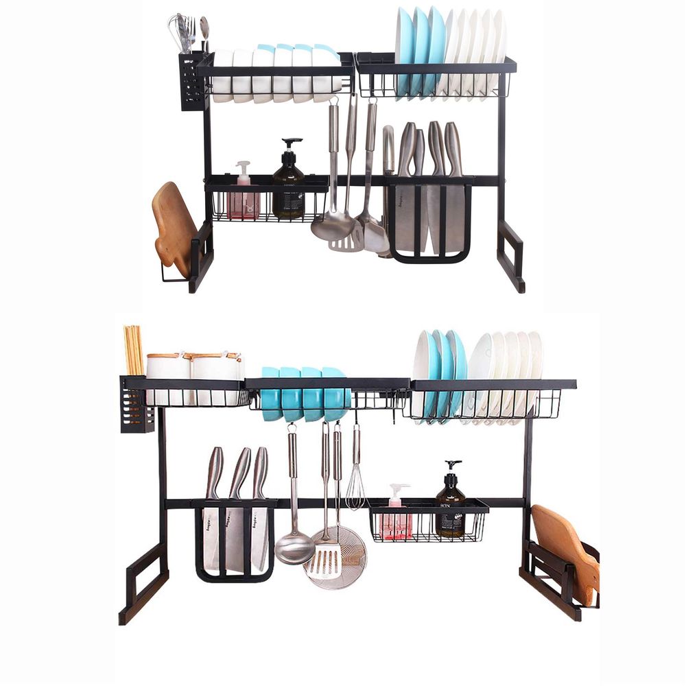 Over Sink Kitchen Shelf Organiser Dish Drainer Drying Rack Utensils Holder